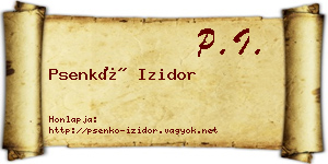 Psenkó Izidor névjegykártya