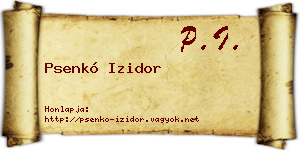 Psenkó Izidor névjegykártya